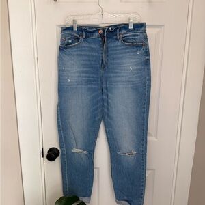 LOFT Blue Boyfriend Jeans with Distressed Details